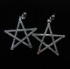 Picture of Clear Cz Large Star Dangle Post Back Earrings. 1.8" Long, 1.5" Wide