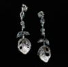 Picture of Qsi Earrings _,clear Cz Long Leaf Dangle Post Back Earrings. 2.35" Long, .65" Wide