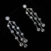 Picture of Clear Cz Triple Strand Dangle Post Back Earrings. 1.65" Long