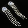 Picture of Qsi Earrings 2 _,clear Large Round Cz Post Back Earrings With Dangles. 2.9" Long, .6" Wide