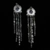 Picture of Qsi Earrings 2 _,clear Large Round Cz Post Back Earrings With Dangles. 2.9" Long, .6" Wide