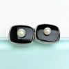 Picture of Vintage Caribe Sterling Silver, Onyx & Pearl Cufflinks