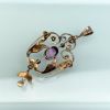 Picture of Edwardian Era Art Nouveau Style 14K Gold, Amethyst & Seed Pearl Lavalier Pendant