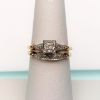 Picture of Vintage 1950'S 14K Yellow & White Gold & Diamond Engagement Ring & Wedding Band Set