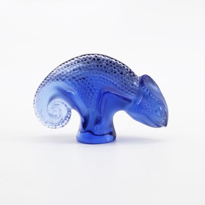 Picture of Lalique Crystal 'Tai-Ta' Chameleon Figurine in Sapphire Blue