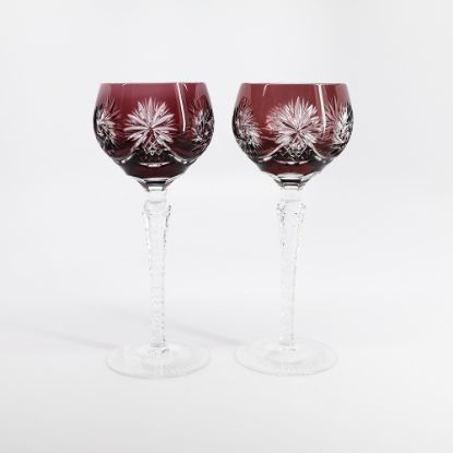 Picture of Pair of Nachtmann 'Schliff Schleuder' Amethyst Hock Wine Glasses