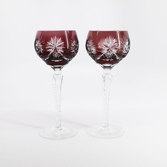 Picture of Pair of Nachtmann 'Schliff Schleuder' Amethyst Hock Wine Glasses