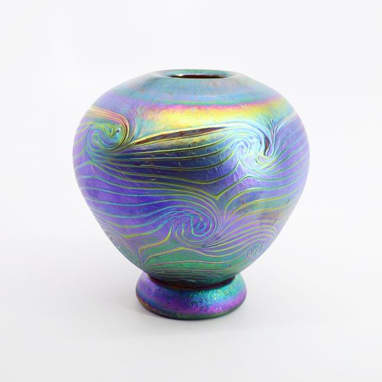 Picture of Joe Mattson Hand Blown Iridescent Glass Vase 