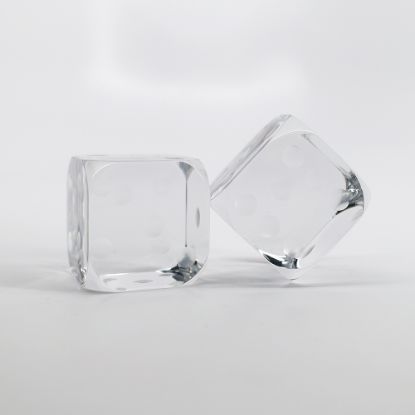 Picture of Baccarat Crystal Pair of Dice Paperweights w/ Etched Pips on Each Face