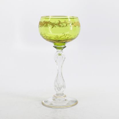 Picture of Antique St. Louis French Crystal Encrusted Chartreuse Hock Wine Glass with Hollow Stem