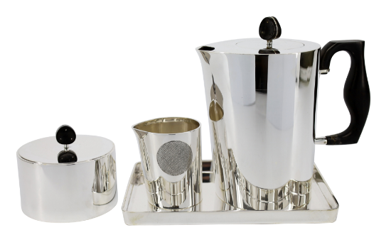 Picture of Vintage Mid Century Modern Danish Sterling Silver 4-Piece Coffee Set by C.C. Herman