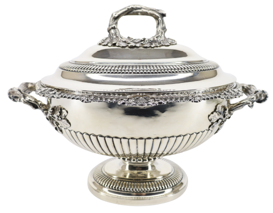 Picture of Antique 1827 English Sterling Silver Figural Soup Tureen by Rundall, Bridge & Rundall, London