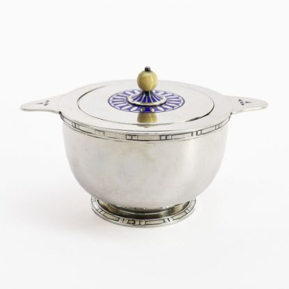 Picture of Antique Reed & Barton Sterling Silver & Cobalt Blue Enamel Lidded Box