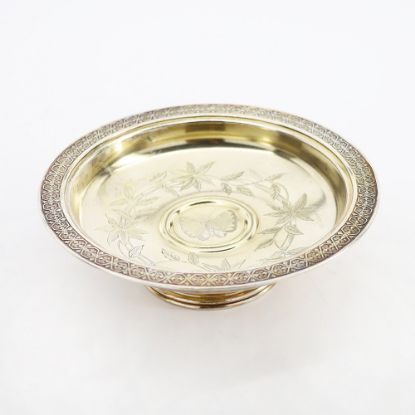Picture of Antique Gorham Sterling Silver Footed Bowl with Acid Etched Butterfly Decorations