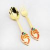 Picture of 1971 Anton Michelsen Annual Christmas Gilt Sterling Silver & Enamel 'Golden Universe' Fork & Spoon Set