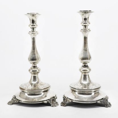 Picture of Pair of Etched, Austrian .800 Silver Candlesticks