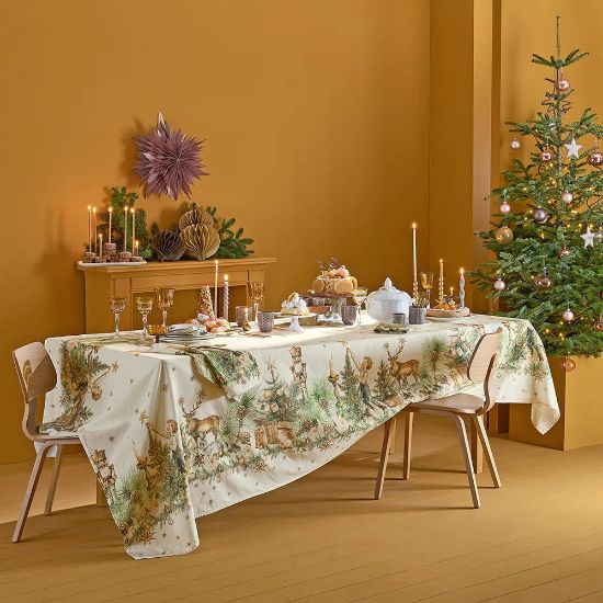 Picture of Garnier-Thiebaut 61x102" 'Noel Vintage Dore' Printed Tablecloth