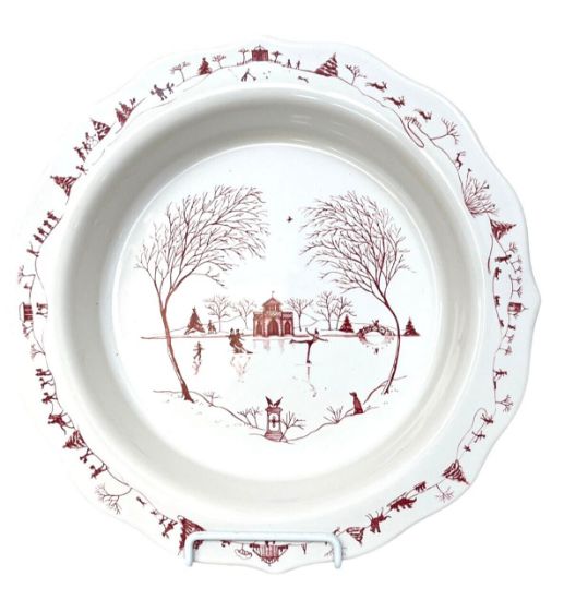 Picture of Juliska 'Country Estate, Winter Frolic' Pie Dish with "Ice Skating' Motif