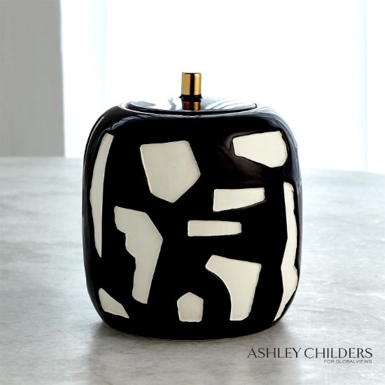 Picture of Large Abstract Ceramic Jar in Black & White by Ashley Childers