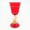 Picture of Antique Salviati Murano Ruby Red Venetian Glass Goblet with Golden Dolphin Stem