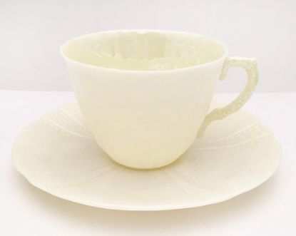 Picture of Rare Belleek Irish Porcelain Yellow 'Echinus' Tea Cup & Saucer