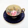 Picture of Rare Aynsley Bone China J.A. Bailey 'Cabbage Rose' Tea Cup & Saucer in Cobalt Blue