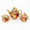 Picture of Vintage 1940 Royal Worcester 'Orchard' Miniature Teapot, Creamer & Sugar Bowl Set