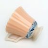 Picture of Rare Antique 1906-1930 Lenox Ribbed Demitasse Cup & Saucer in Peach with Blue Vine Details