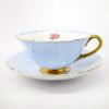 Picture of Vintage Shelley English Bone China Pale Blue 'Oleander' Shape Tea Cup & Saucer with Scattered Flowers Inside the Bowl