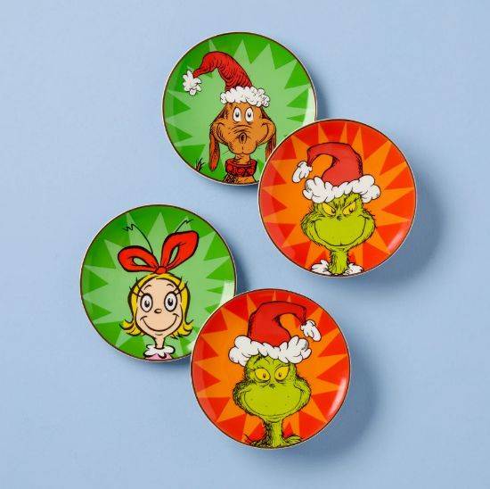 Picture of Lenox 'Merry Grinchmas' Set of 4 Tidbit Plates, Assorted