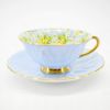Picture of Vintage Shelley English Bone China Pale Blue Oleander Shape Teacup & Saucer with 'Primrose Chintz' Interior