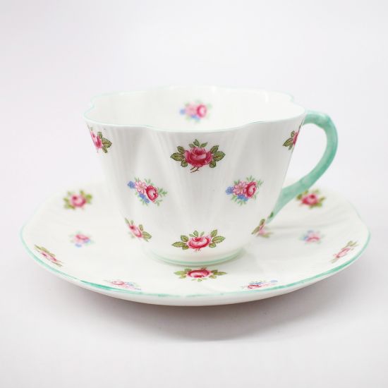 Picture of Vintage Shelley English Bone China 'Rosebud' Dainty Shape Teacup & Saucer