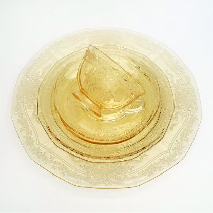 Picture of Vintage 16-Piece Fostoria Etched Glass 'June Yellow' Dinnerware Set
