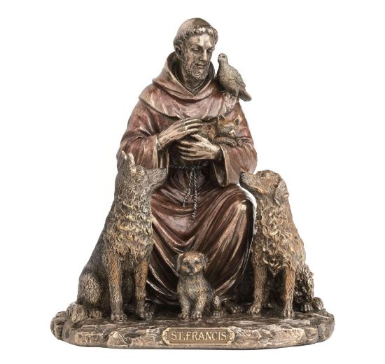 Picture of Cold Cast Bronze Saint Francis of Assisi Blessing the Animals Figurine