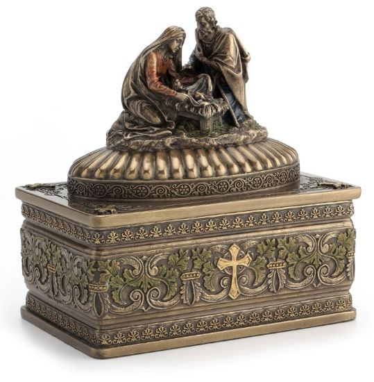 Picture of Cold Cast Bronze Nativity Scene Trinket Box
