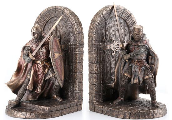 Picture of Cold Cast Bronze Pair of Crusading Knights Bookends
