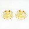 Picture of Rare Vintage Pair of Fostoria Glass 'June' Yellow Mushroom Shaped Candle Holders