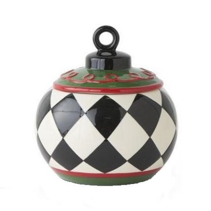 Picture of K&K Interiors Black & White Round Cookie Jar
