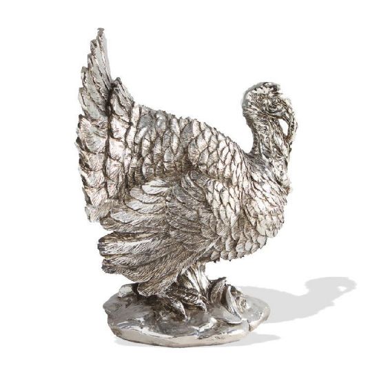 Picture of K&K Interiors 10" Silver Plated Standing Turkey