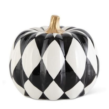 Picture of K&K Interiors Medium Black & White Ceramic Pumpkin
