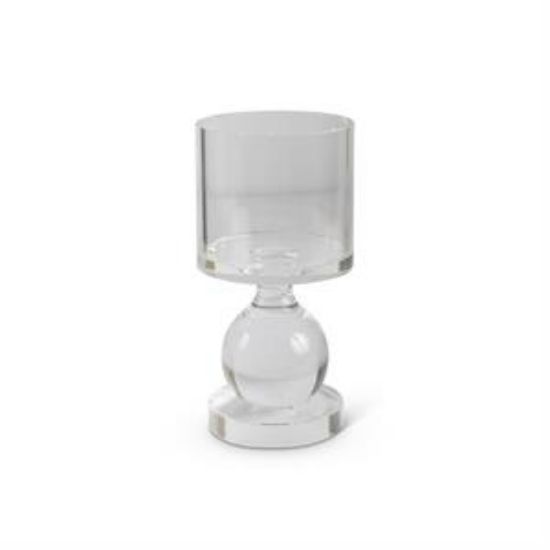 Picture of K&K Interiors Small Single Ball Glass Pillar Candle Holder
