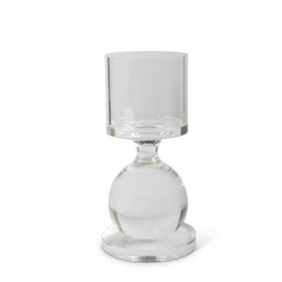 Picture of K&K Interiors Large Single Ball Glass Pillar Candle Holder
