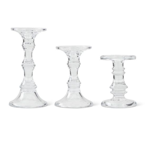 Picture of K&K Interiors Set of 3 Short Glass Candleholders