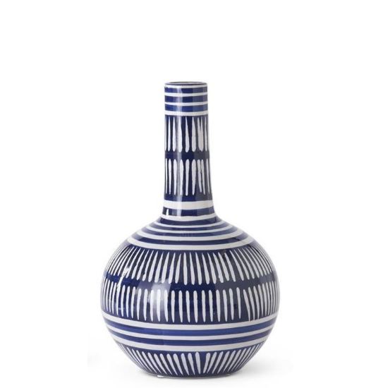 Picture of K&K Interiors Long Neck Blue & White 13" Ceramic Vase