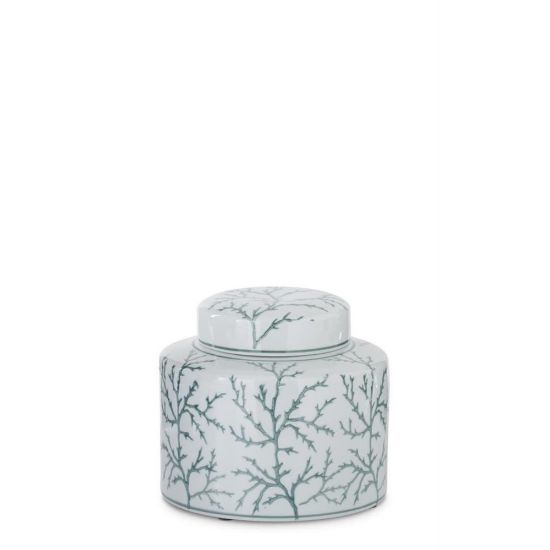 Picture of K&K Interiors Small White & Green Coral Ceramic Ginger Jar