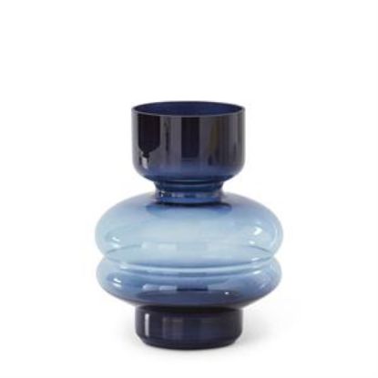 Picture of K&K Interiors 8" Two-Tone Blue Glass Vase