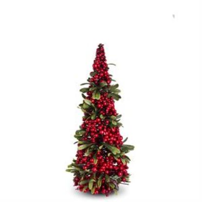 Picture of K&K Interiors Small Mistletoe & Berry Cone Tree