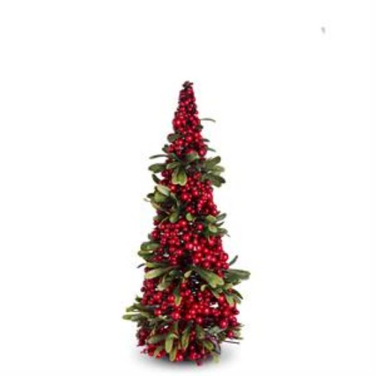 Picture of K&K Interiors Small Mistletoe & Berry Cone Tree