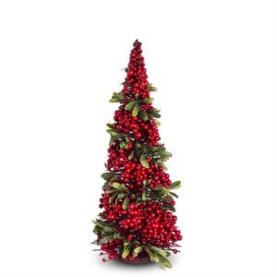 Picture of K&K Interiors Medium Mistletoe & Berry Cone Tree