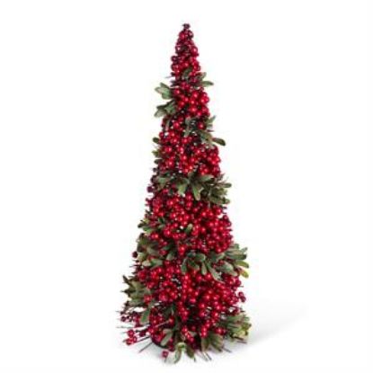 Picture of K&K Interiors Large Mistletoe & Berry Cone Tree